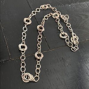 Vintage Ralph Lauren Silver Long Corcle Chain Link Necklace